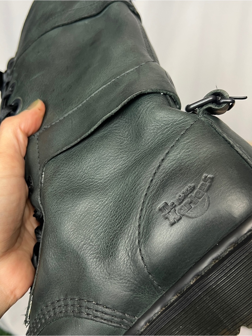 RARE Dr. Martens Triumph 1914 Dark Green Floral Fold Over Boots - Picture 8 of 9